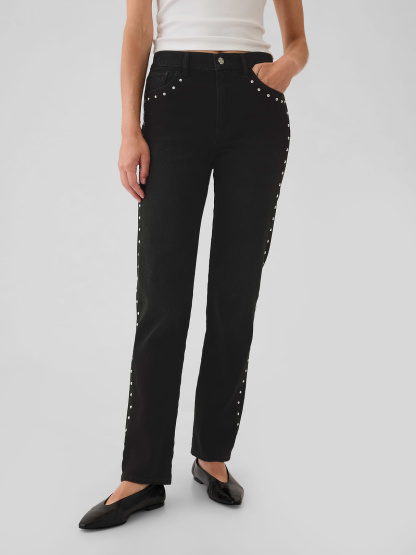 High Rise '90s Slim Straight Jeans - black