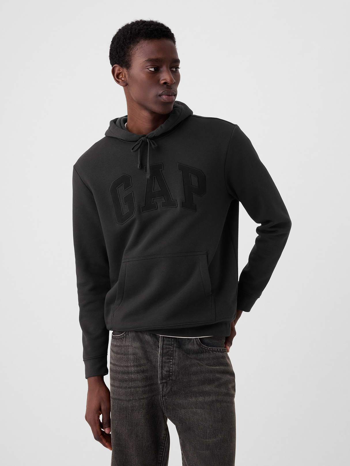 Adult VintageSoft Arch Logo Hoodie - Washed black