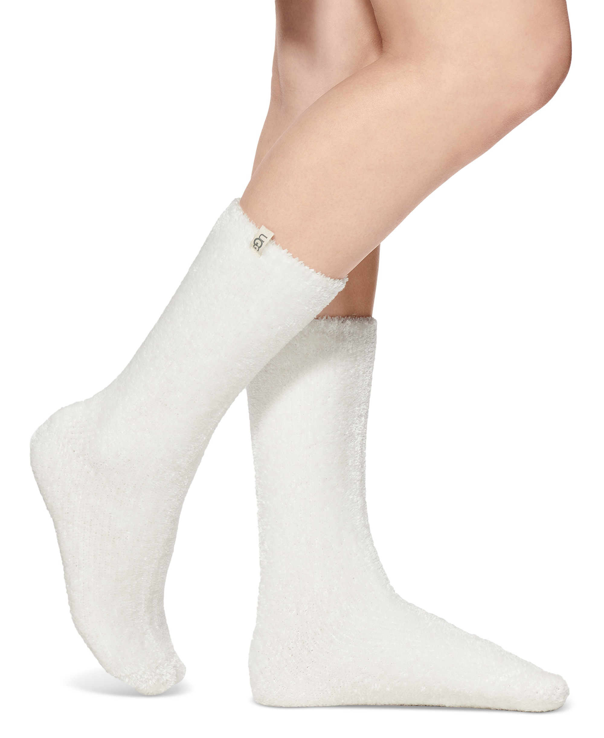 UGG Women's Leda Cozy Knit Crew Socks - White