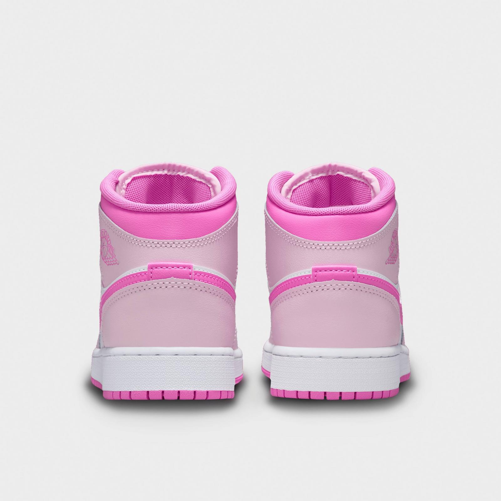 Big Kids' Air Jordan Retro 1 Mid Casual Shoes - Pink Foam/China Rose/White/Pink Foam - view 4
