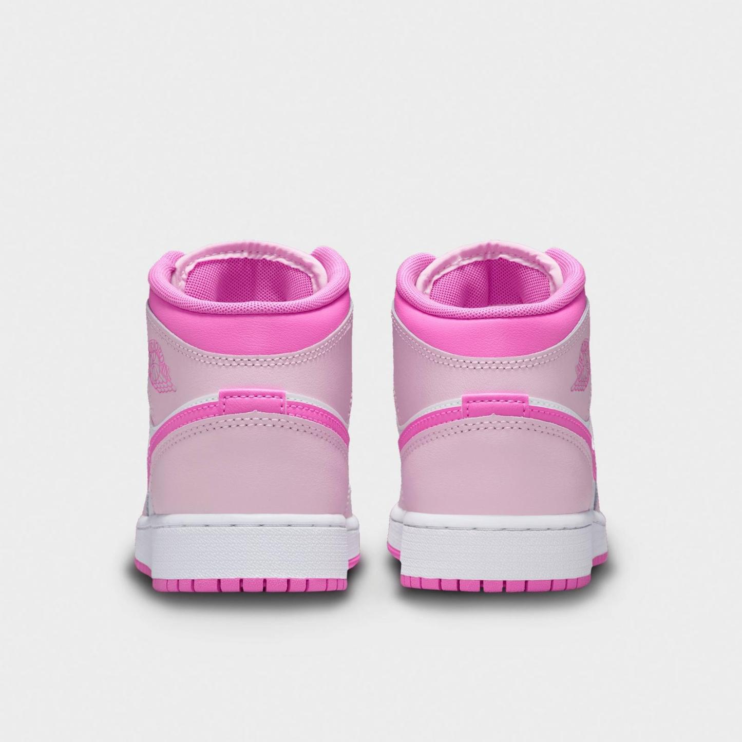 Big Kids' Air Jordan Retro 1 Mid Casual Shoes - Pink Foam/China Rose/White/Pink Foam - view 4