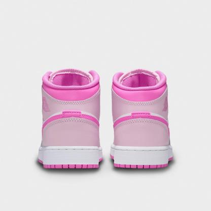 Big Kids' Air Jordan Retro 1 Mid Casual Shoes - Pink Foam/China Rose/White/Pink Foam - view 4