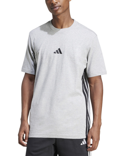 adidas Men's Essential 3-Stripes Single Jersey T-Shirt - Megh/Black