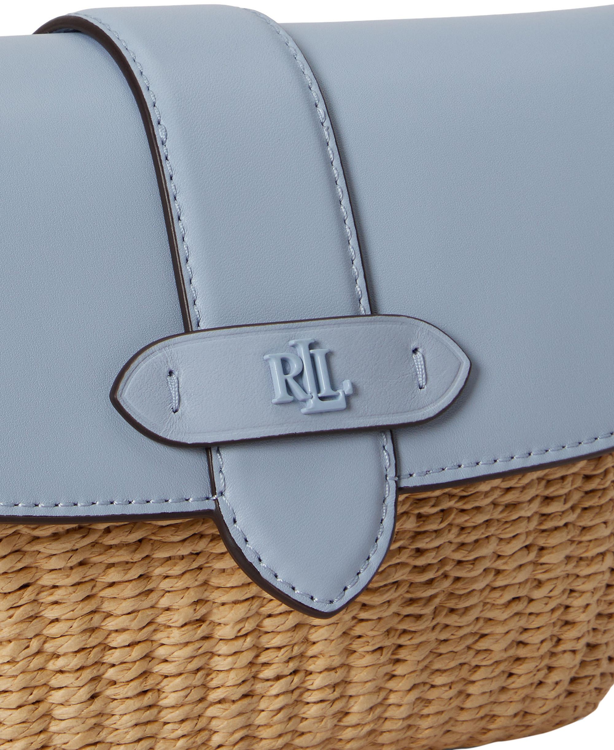 Lauren Ralph Lauren Lynden Small Straw-Leather Shoulder Bag - Blue