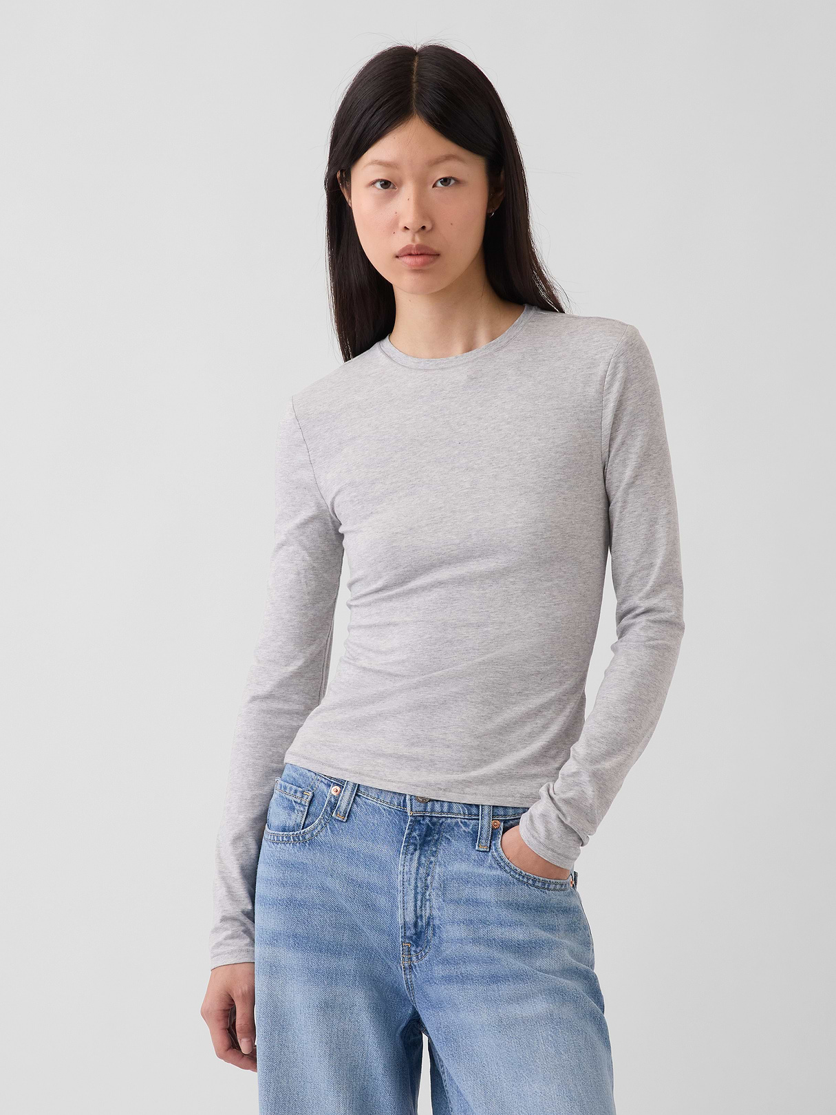 CloseKnit Jersey T-Shirt - Light heather grey