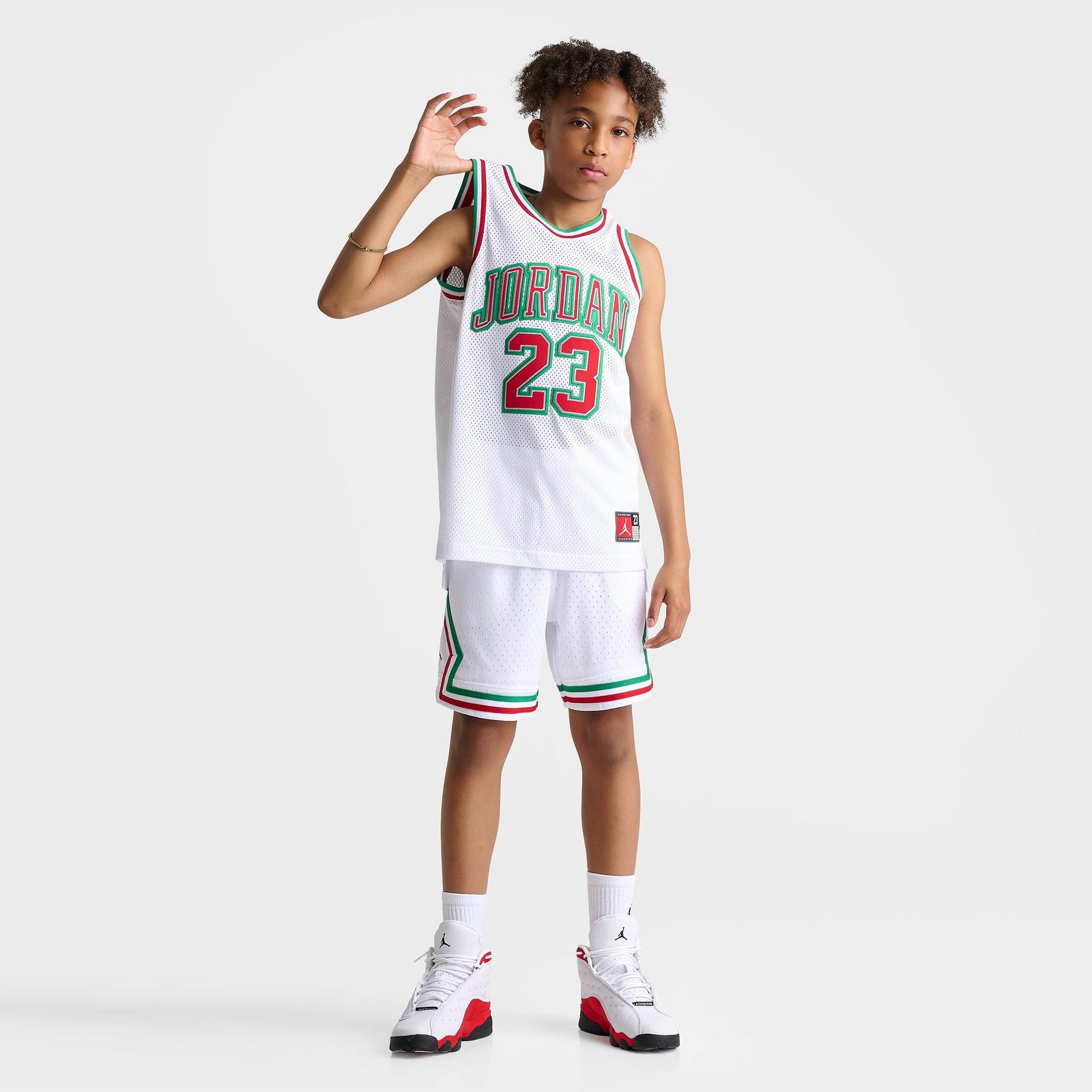 Big Kids' Jordan Basketball Jersey - White/Red/Green - view 2