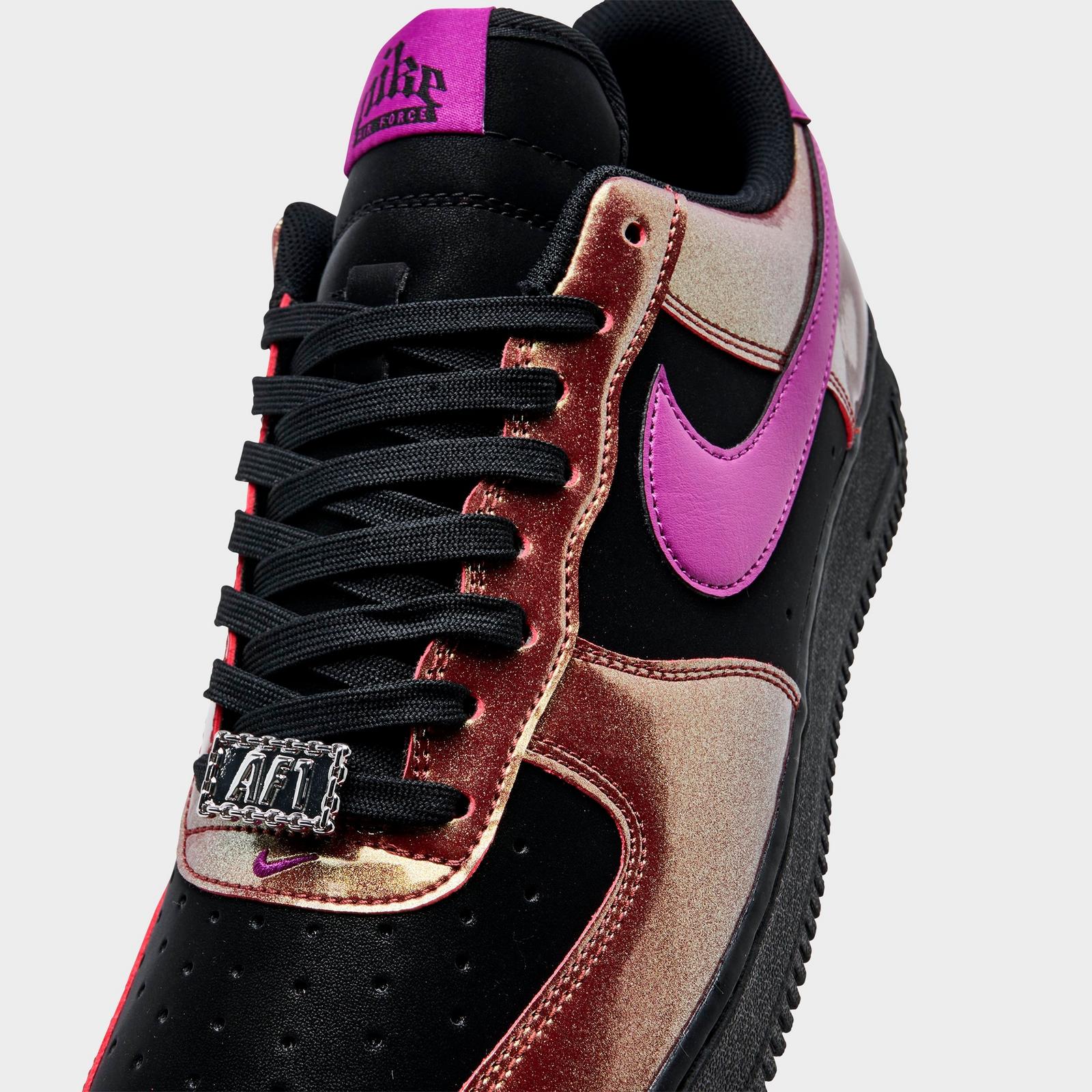 Men's Nike Air Force 1 '07 LV8 SE Glam Rock Casual Shoes - Black/Gold/Bold Berry