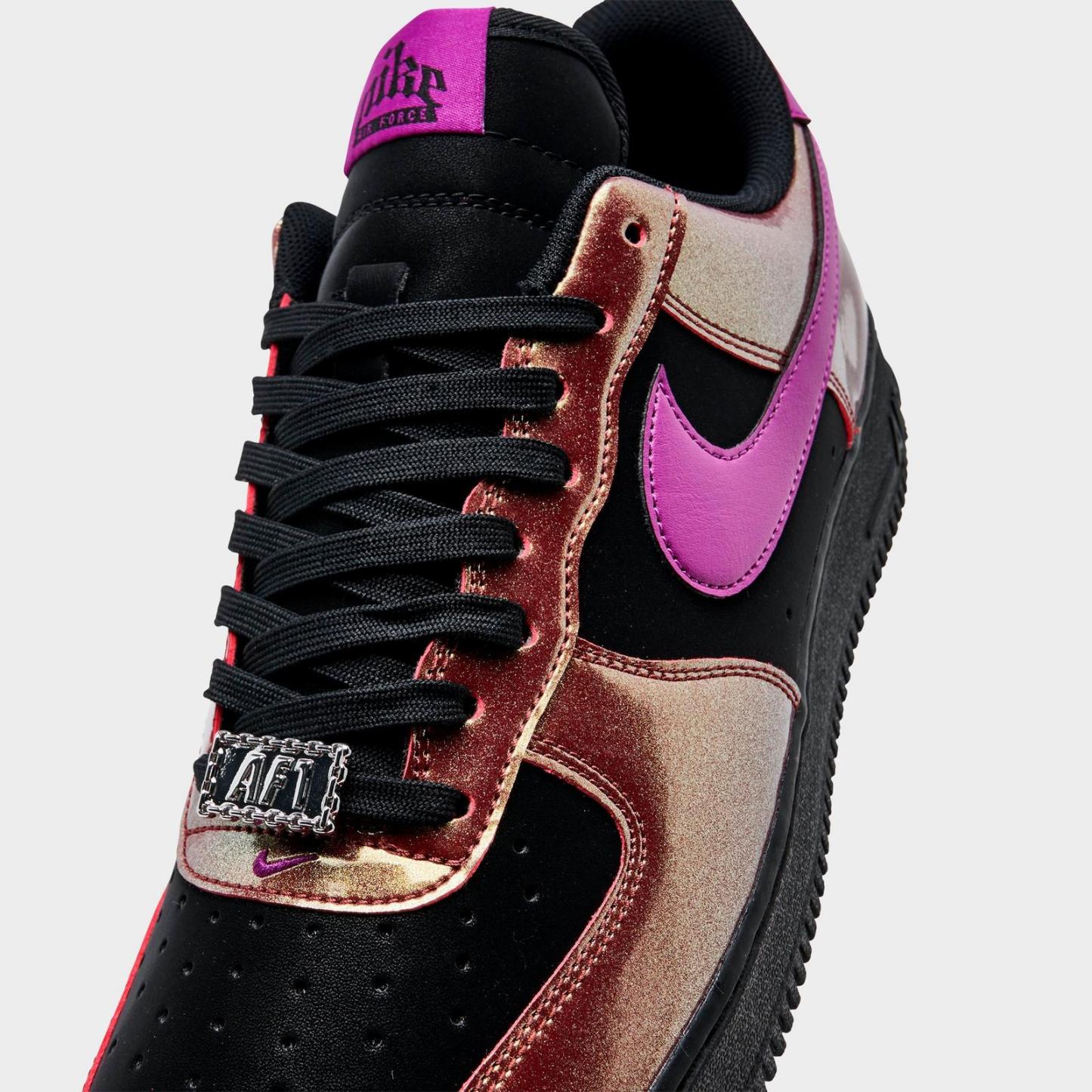 Men's Nike Air Force 1 '07 LV8 SE Glam Rock Casual Shoes - Black/Gold/Bold Berry