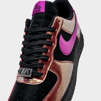Men's Nike Air Force 1 '07 LV8 SE Glam Rock Casual Shoes - Black/Gold/Bold Berry