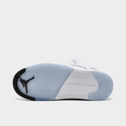 Little Kids' Air Jordan Retro 5 Basketball Shoes - White/Metallic Silver/Black - view 6