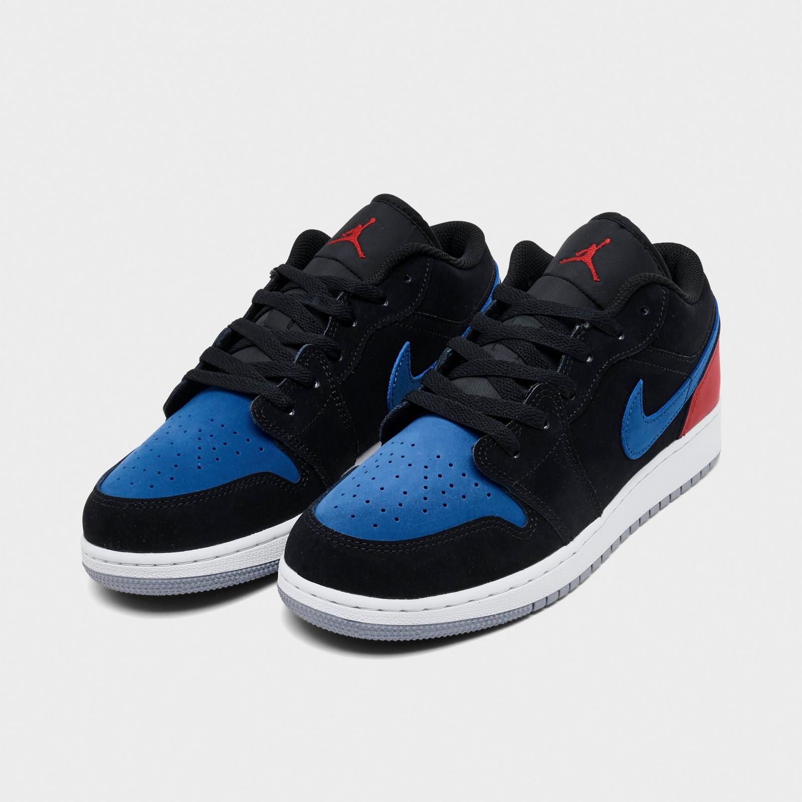 Big Kids' Air Jordan Retro 1 Low Casual Shoes - Black/Summit White/True Blue/University Red - view 2