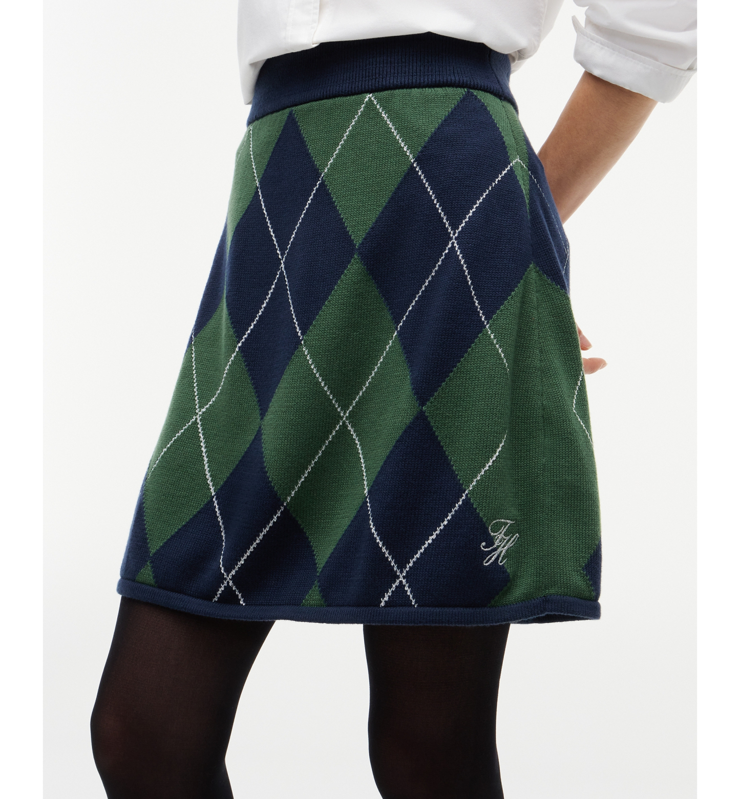 Tommy Hilfiger Women's Tartan Argyle A-Line Skirt - Argyle Deep Evergreen Dark Blue
