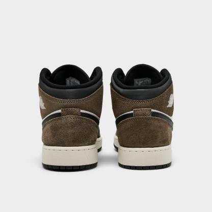 Big Kids' Air Jordan Retro 1 Mid Casual Shoes - Black/Palomino/University Red/Phantom - view 4