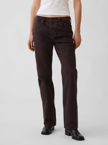 Mid Rise Straight Taper Jeans - Dark brown
