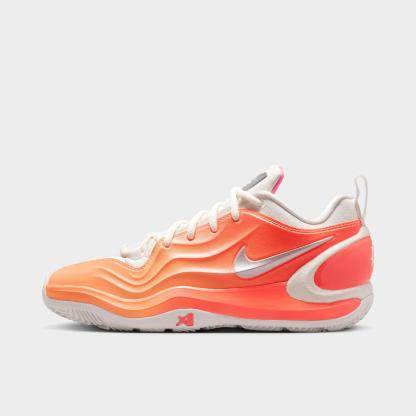Girls' Big Kids' Nithtke A'Two A'ja Wilson Basketball Shoes - Orange Pulse/Sail/Hot Lava/Metallic Silver - Left shoe facing left. Outside of the shoe.
