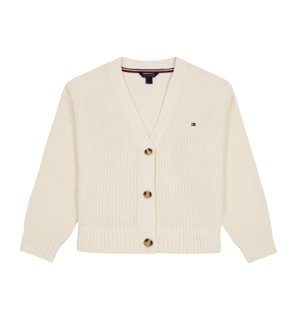 Tommy Hilfiger Girls' 7-16 Shaker Rib Cardigan Sweater - Natural