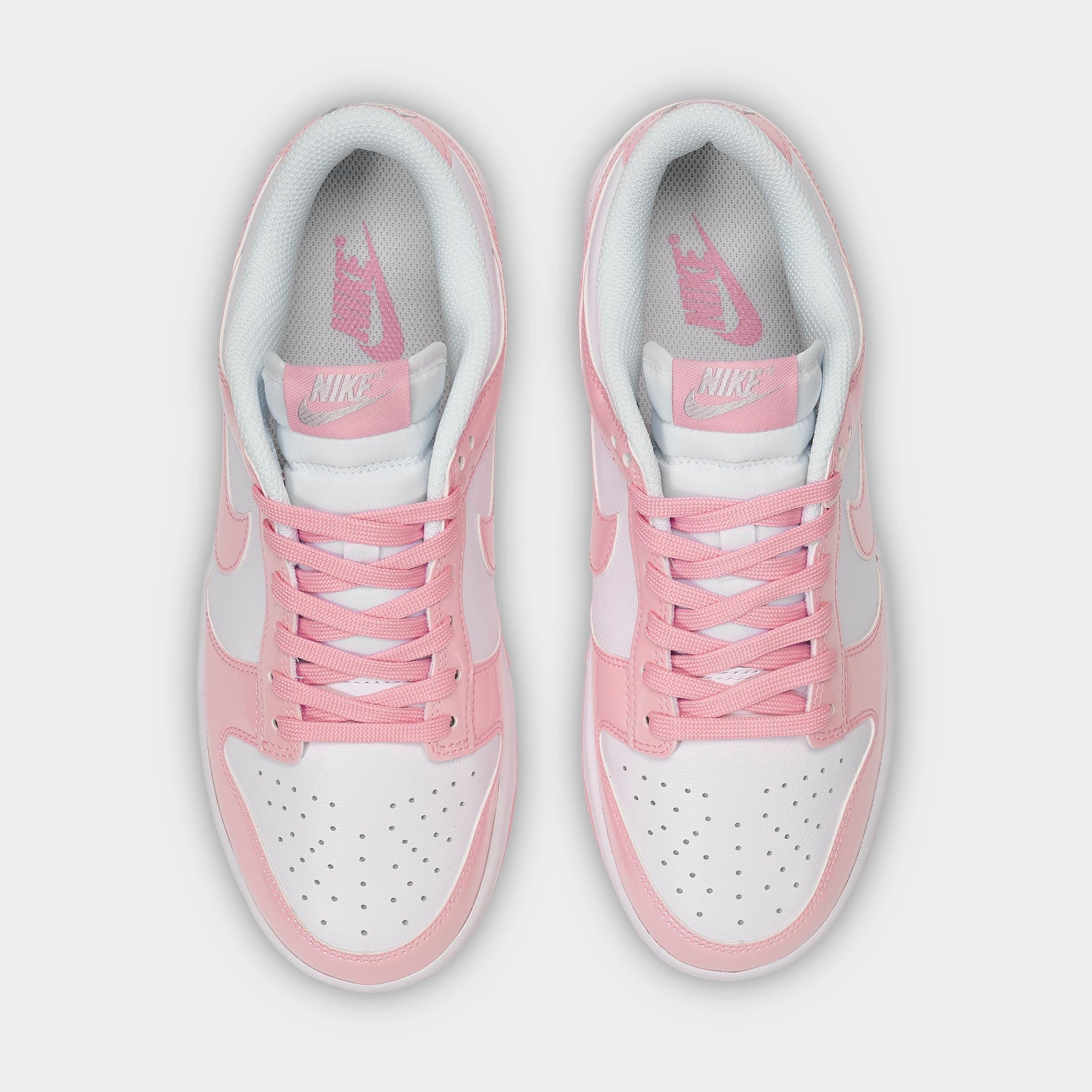 Women's Nithtke Dunk Low SE Casual Shoes - White/White/Metallic Silver/Pink Rise - Top view