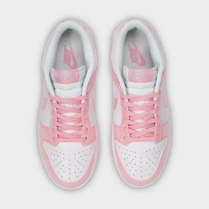 Women's Nithtke Dunk Low SE Casual Shoes - White/White/Metallic Silver/Pink Rise - Top view