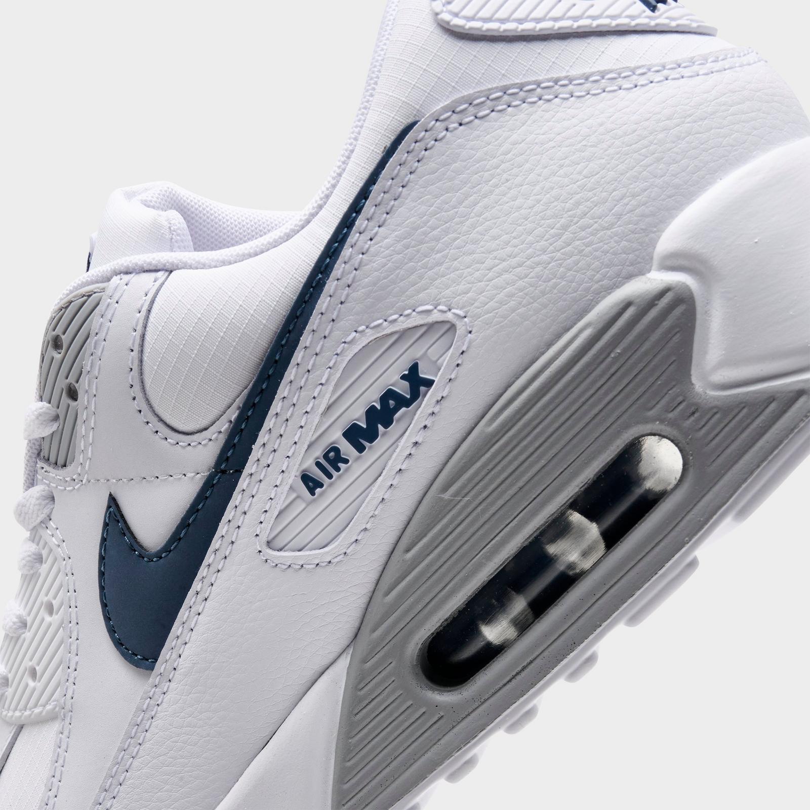 Men's Nike Air Max 90 Casual Shoes - White/Wolf Grey/Diffused Blue