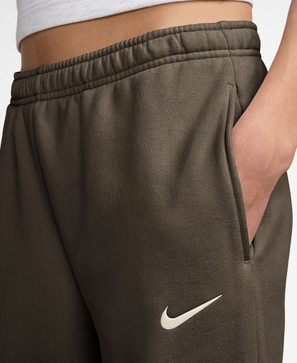 Nike Women's Studio Fleece Medium Weight Mid-Rise Wide-Leg Pants - Dark Hazel/Sail