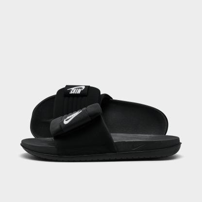 Men's Nithtke Offcourt Adjust Slide Sandals - Black/Black/White - Left shoe facing left. Outside of the shoe.