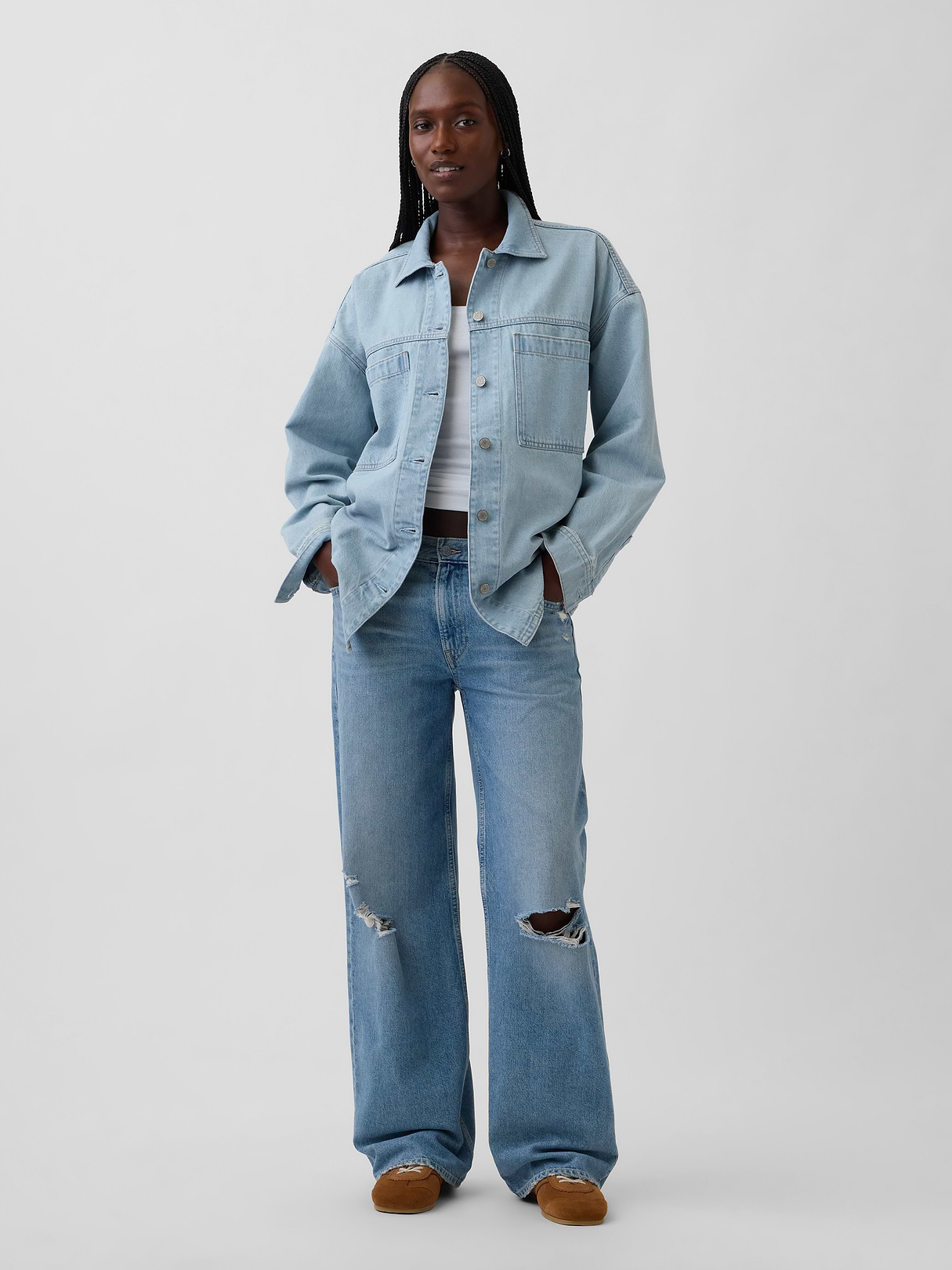 Denim Oversized Shirt Jacket - light wash