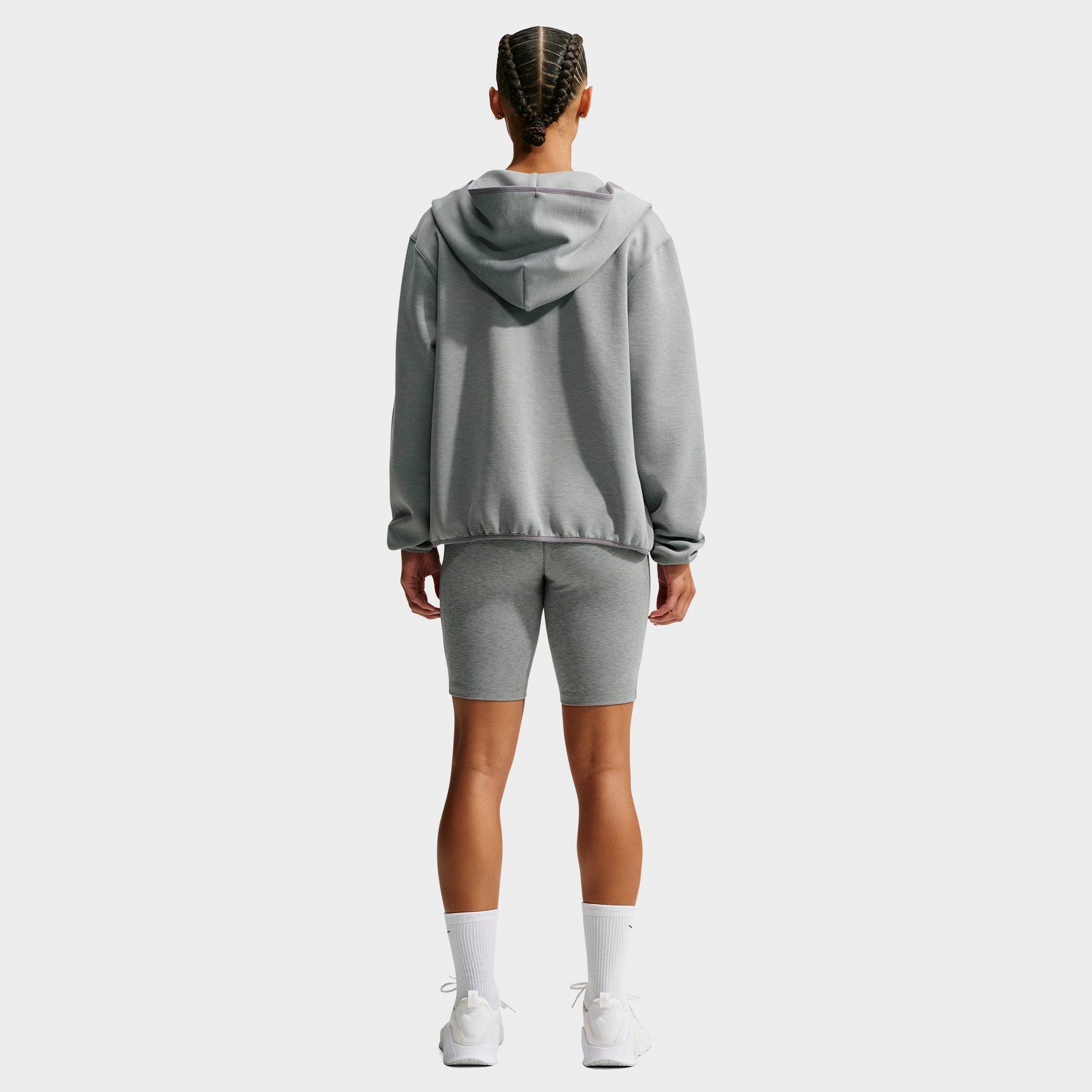 Women's Nithtke Studio Fleece Sport Dri-FIT Full-Zip Hoodie - Smoke Grey/Heather/White