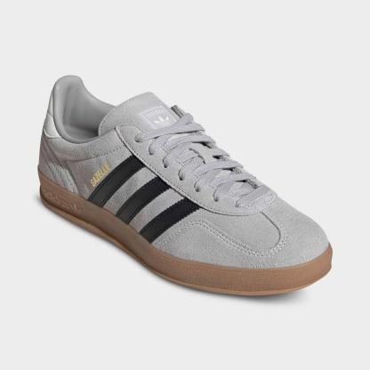 Men's adidas Originals Gazelle Indoor Casual Shoes - Grey/Black/Gum - view 2