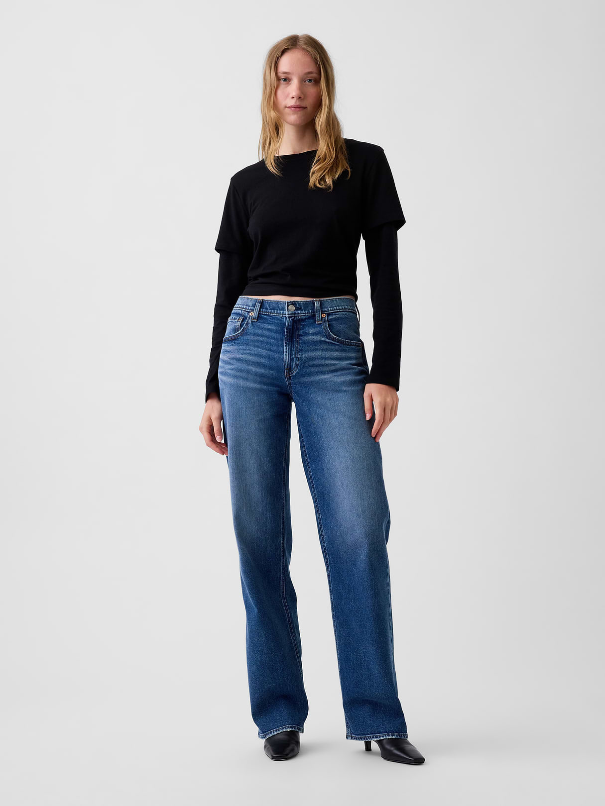 Low Rise '90s Loose Jeans - Medium wash