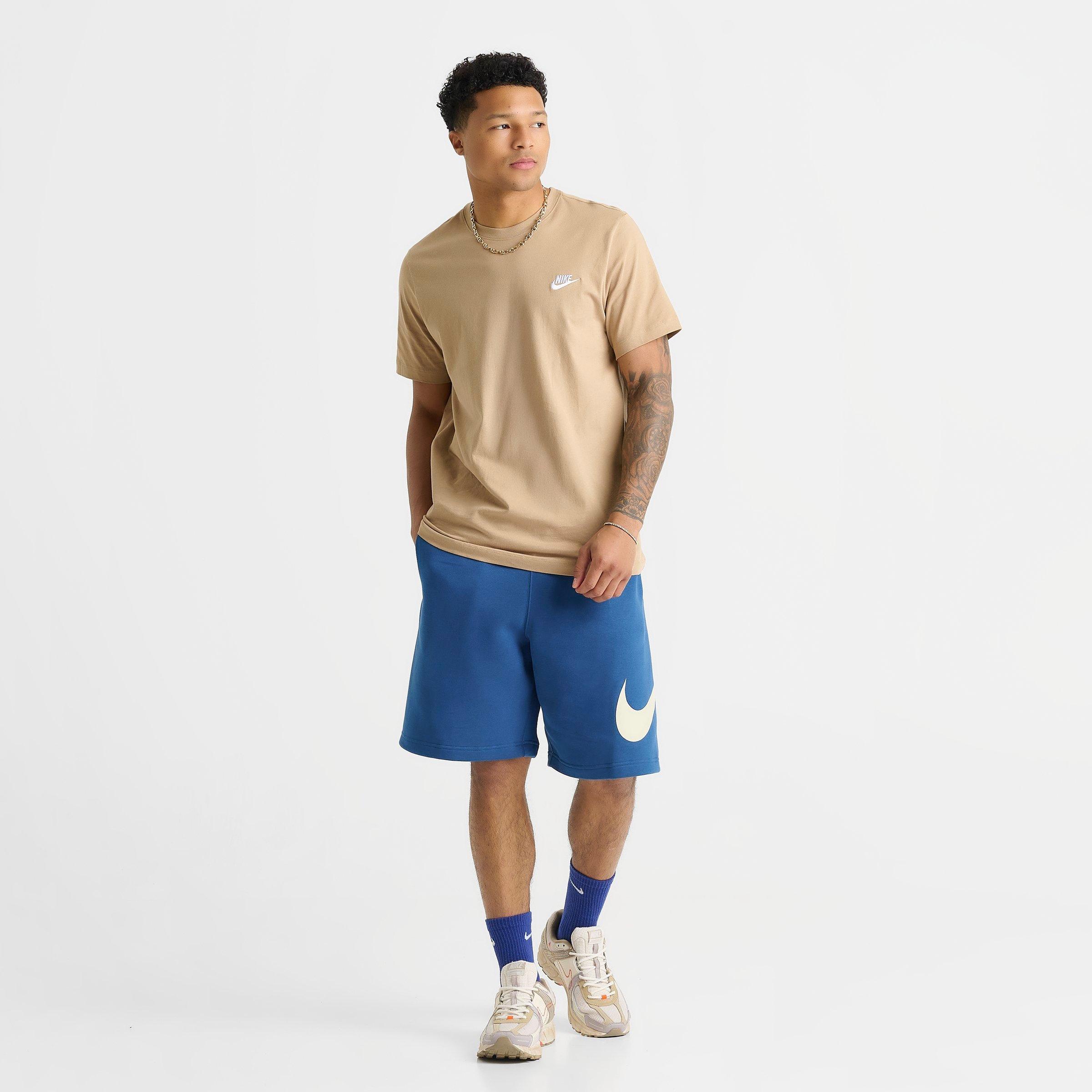 Men's Nithtke Club Fleece Swoosh Graphic Shorts - Court Blue/Court Blue/Light Khaki