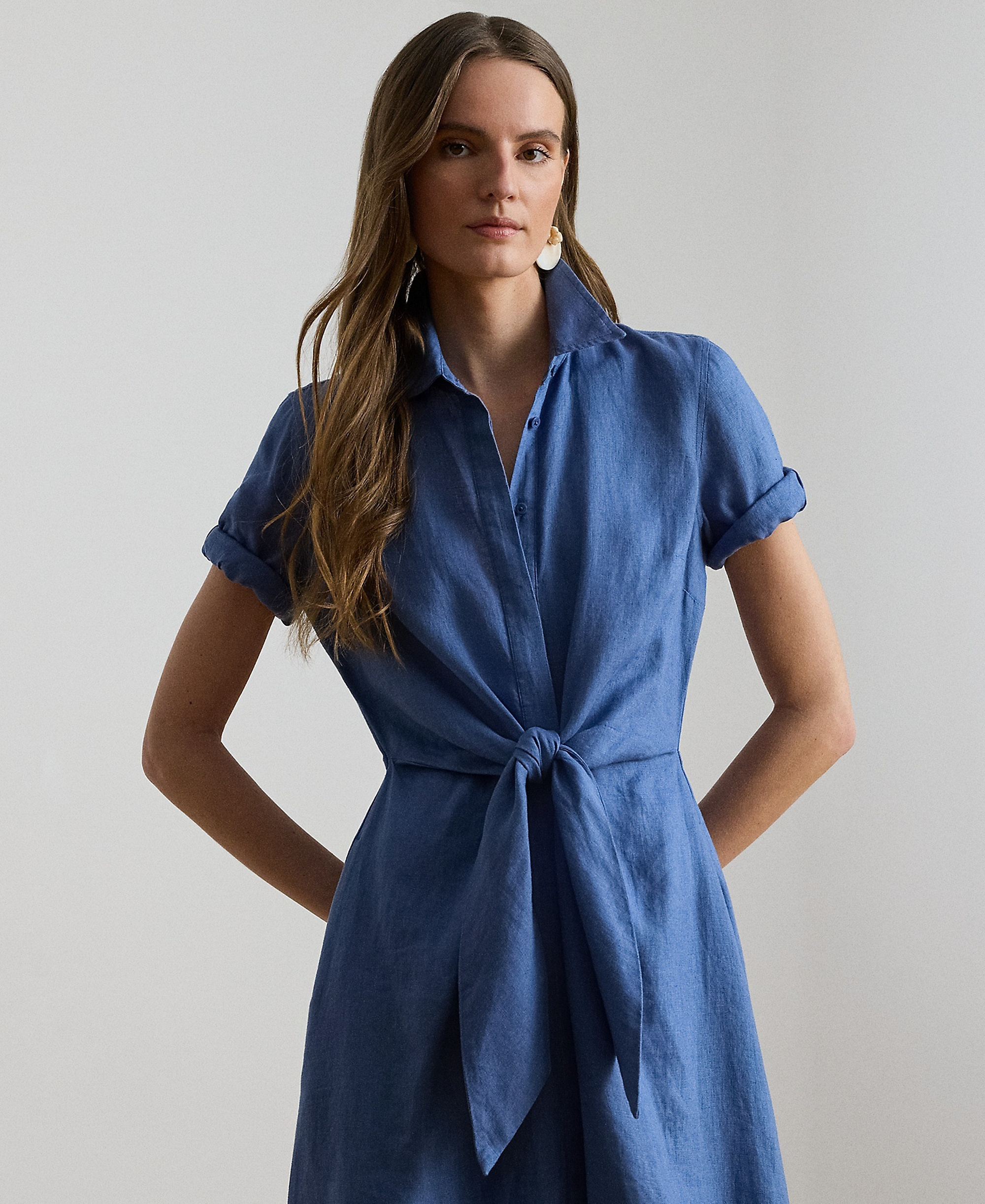 Lauren Ralph Lauren 100% Linen Shirt Dress - Carson Blue