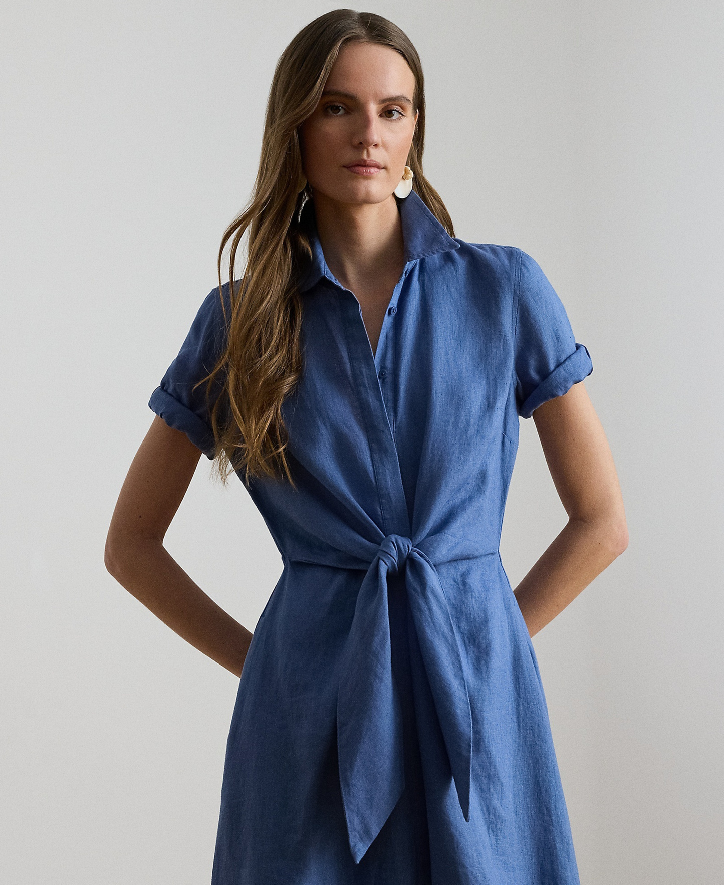 Lauren Ralph Lauren 100% Linen Shirt Dress - Carson Blue