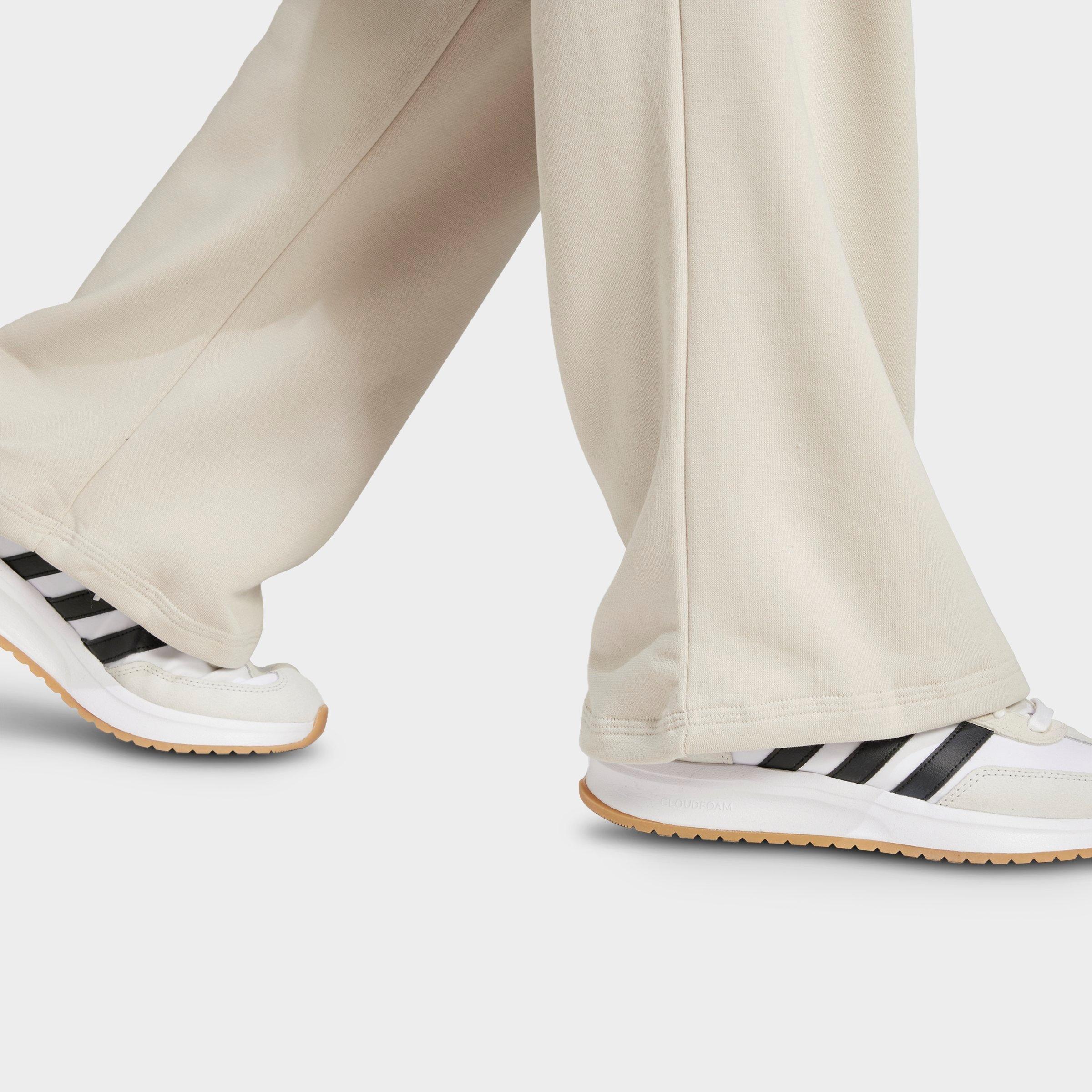 Women's adidas Sportswear Essentials Small Logo Feel Cozy Open-Hem Pants - Biege/White