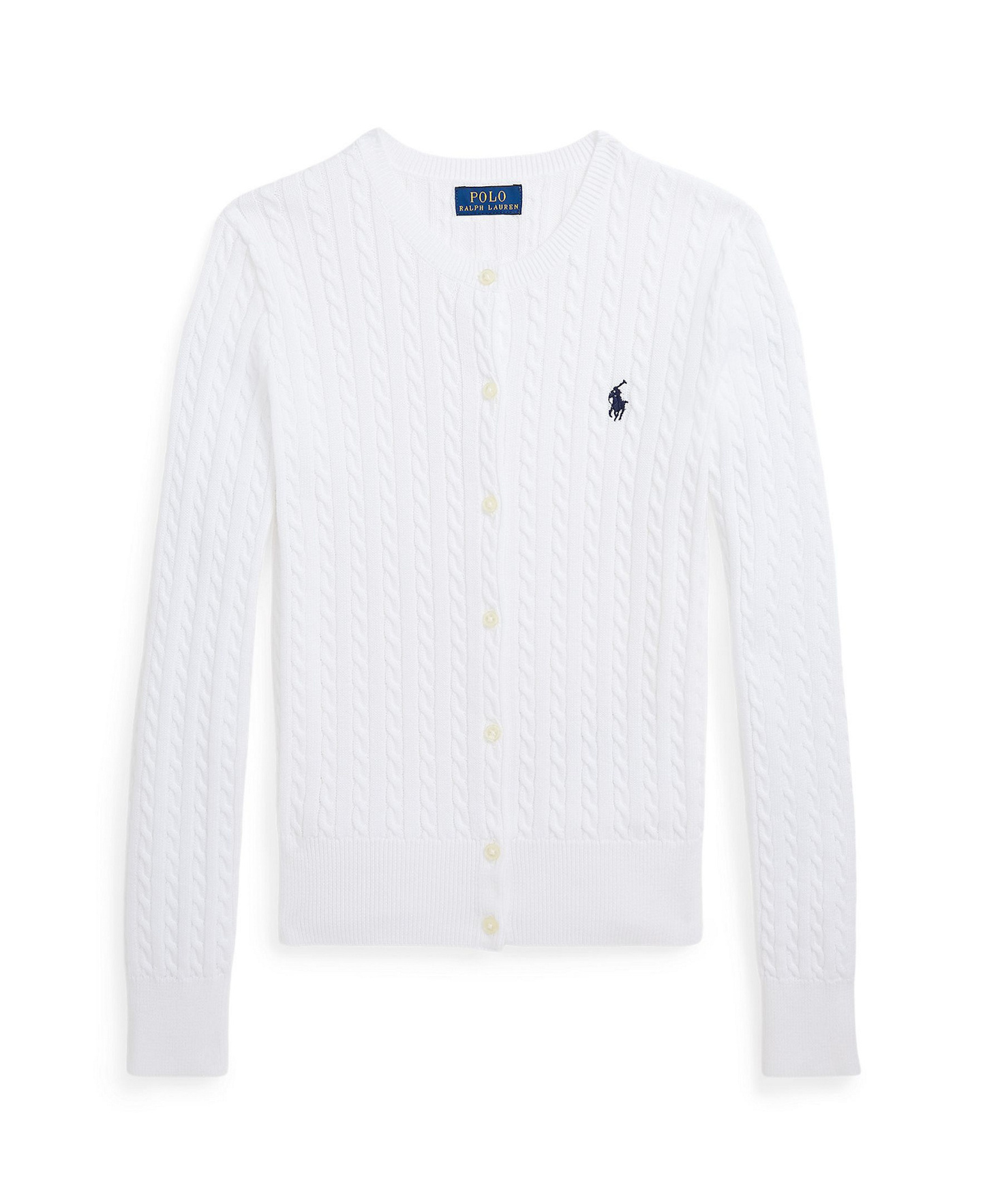 Polo Ralph Lauren Girls' 7-16 Cable-Knit Cotton Cardigan - Bright White