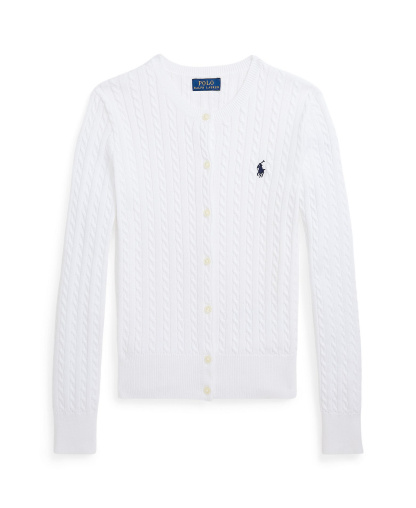 Polo Ralph Lauren Girls' 7-16 Cable-Knit Cotton Cardigan - Bright White