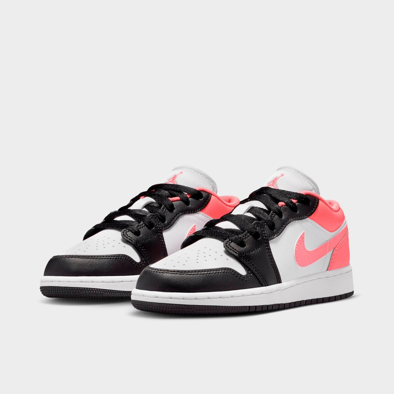 Big Kids' Air Jordan Retro 1 Low Casual Shoes - Black/White/Pink Gaze - view 2
