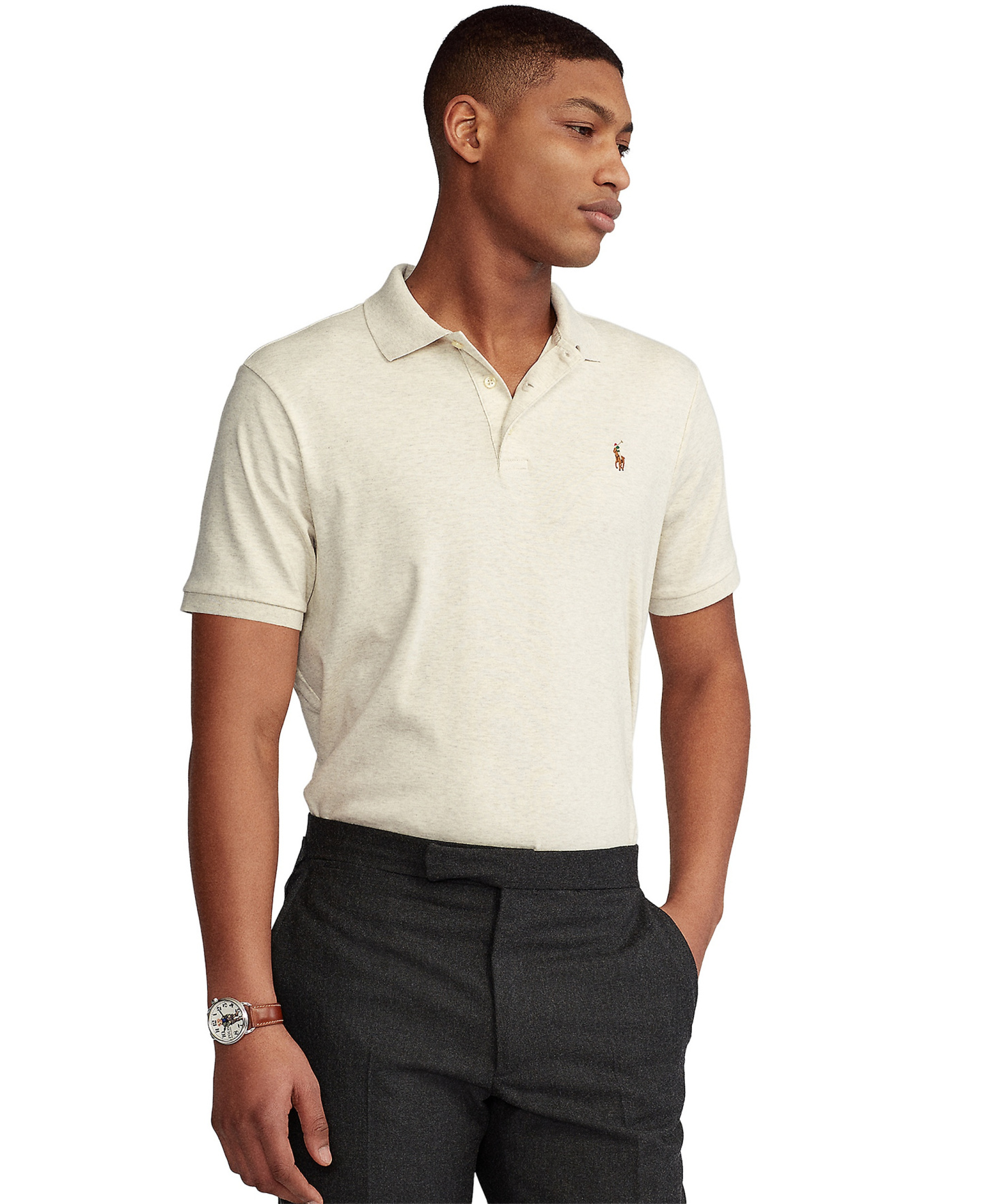 Polo Ralph Lauren Men's Classic-Fit Soft Cotton Polo Shirt - American Heather Cream