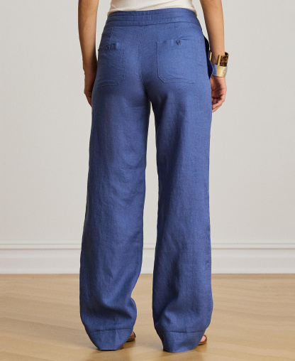 Lauren Ralph Lauren Women's Wide-Leg Linen Pants - Inky Blue