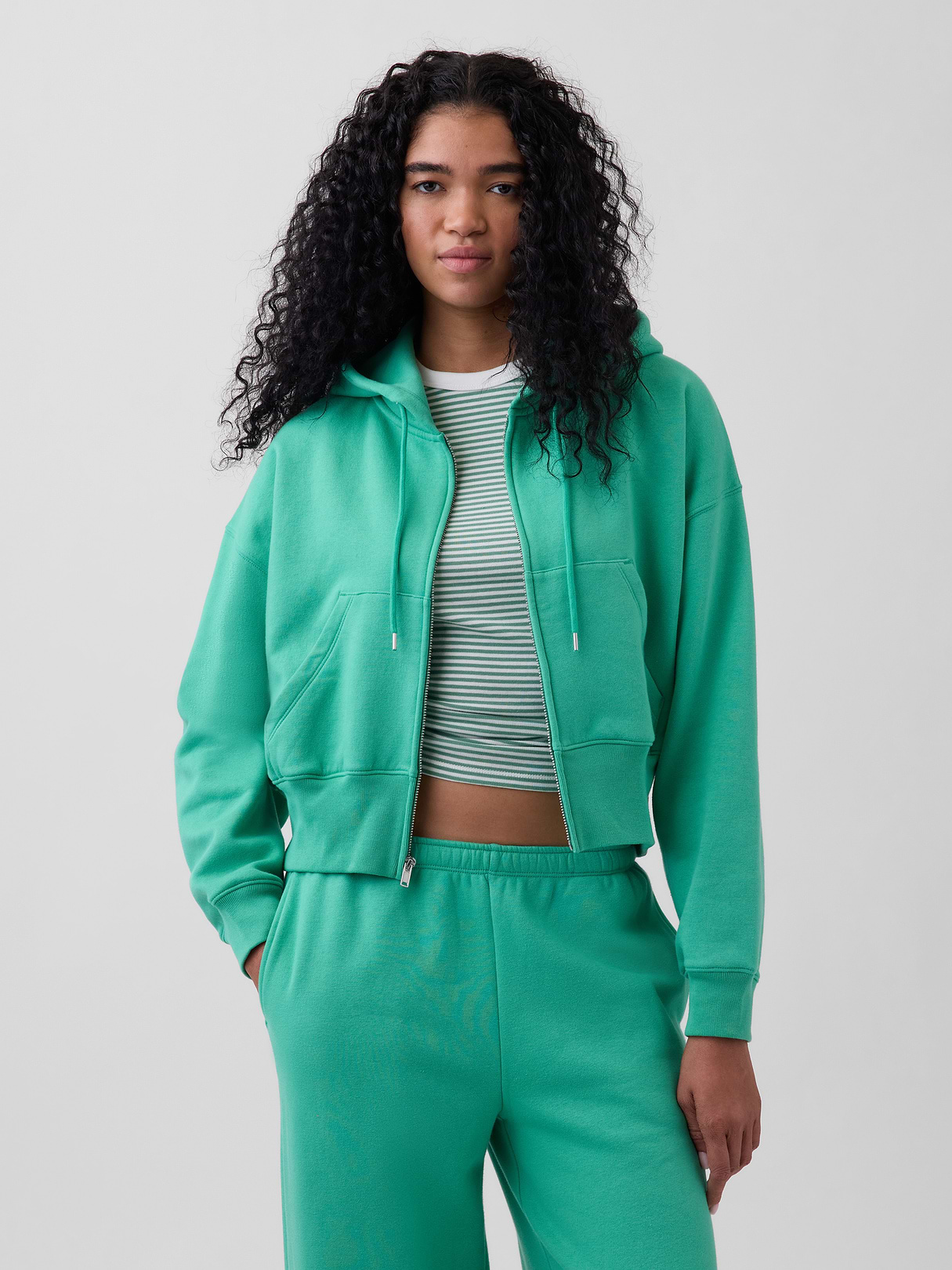 VintageSoft Wedge Zip Hoodie - Bright meadow green