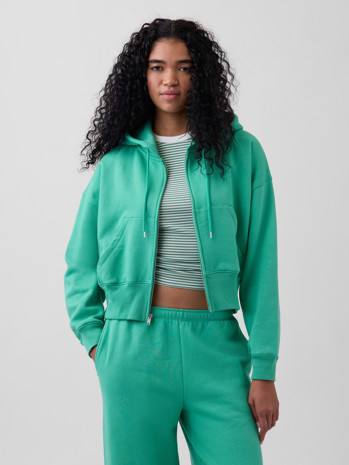 VintageSoft Wedge Zip Hoodie - Bright meadow green