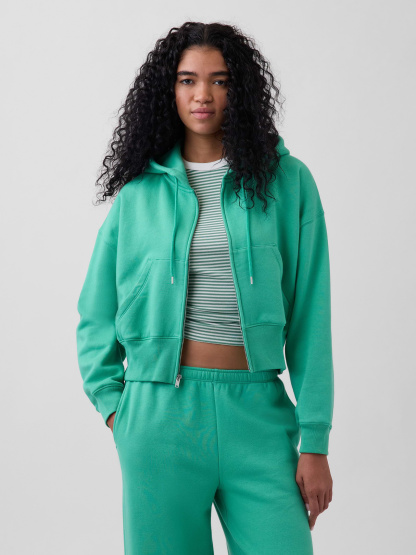 VintageSoft Wedge Zip Hoodie - Bright meadow green