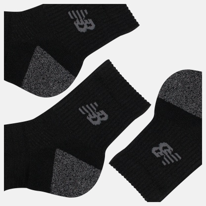 New Balance Active QTR Socks 3 Pack, LAS35204BK