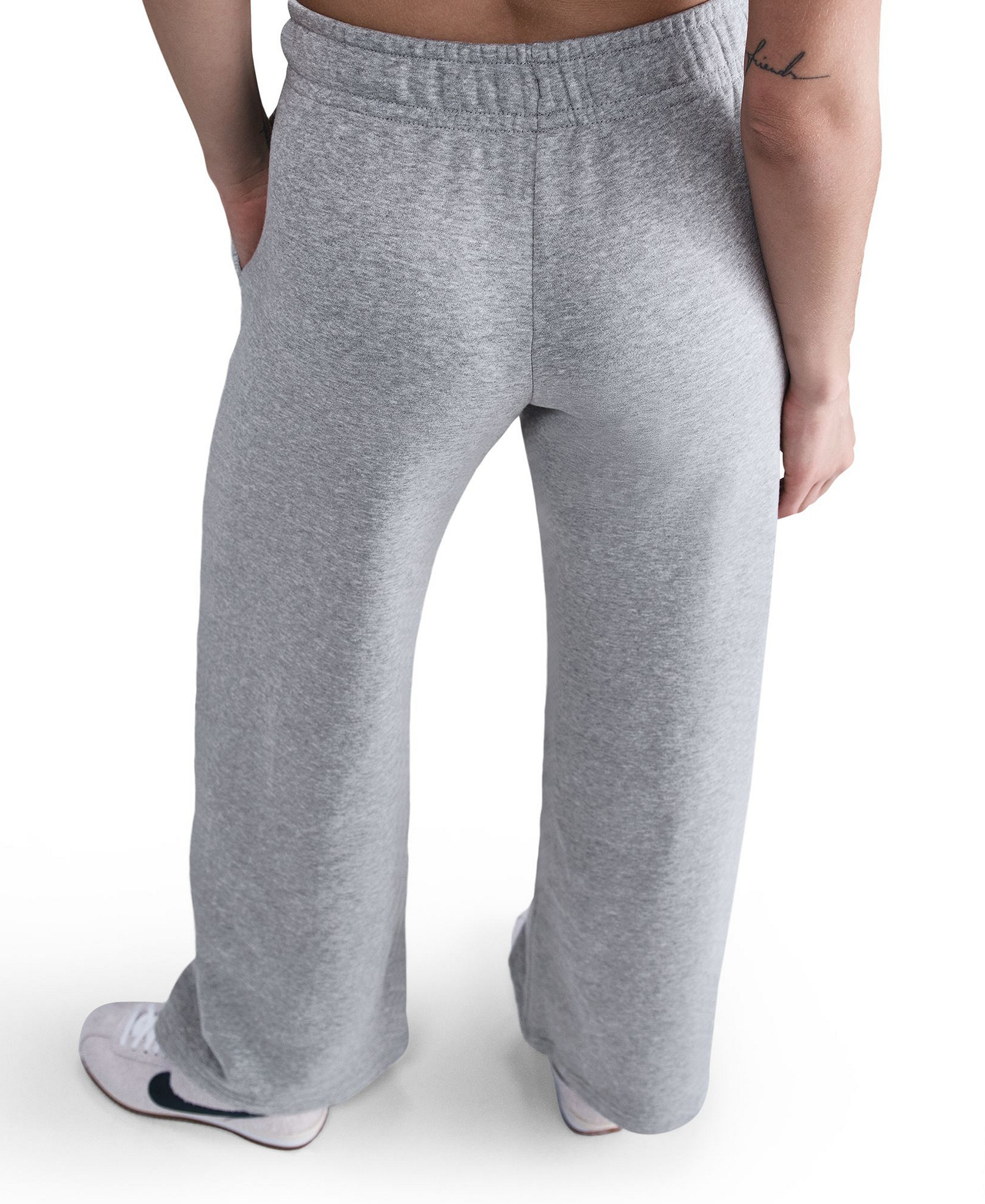 Nike Women's Sportswear Club Fleece Mid-Rise Wide-Leg Sweatpants - Dk Grey Heather/White