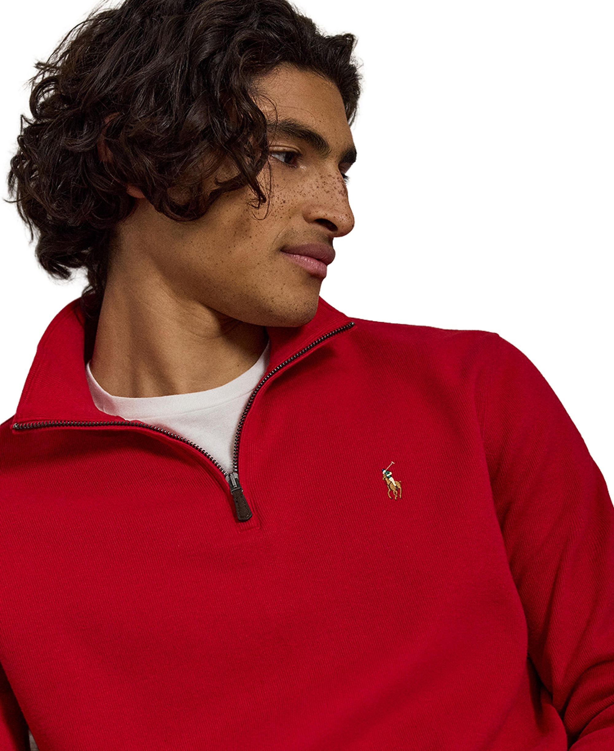 Polo Ralph Lauren Men's Estate-Rib Cotton Quarter-Zip Sweater - RL 2000 Red