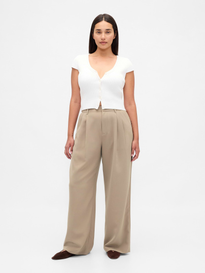 Curvy 365 High Rise Pleated Trousers - Beachwood brown