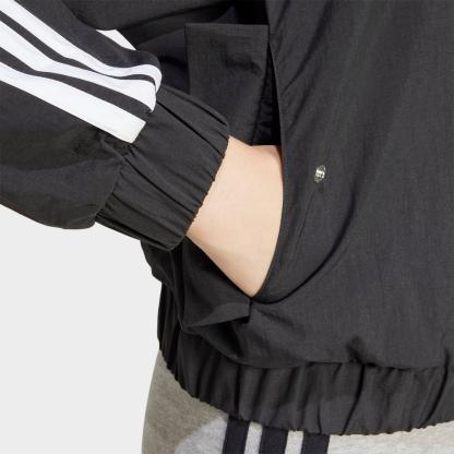 Women's adidas Sportswear Essentials 3-Stripes Lifestyle Woven Full-Zip Bomber Jacket - Black/White