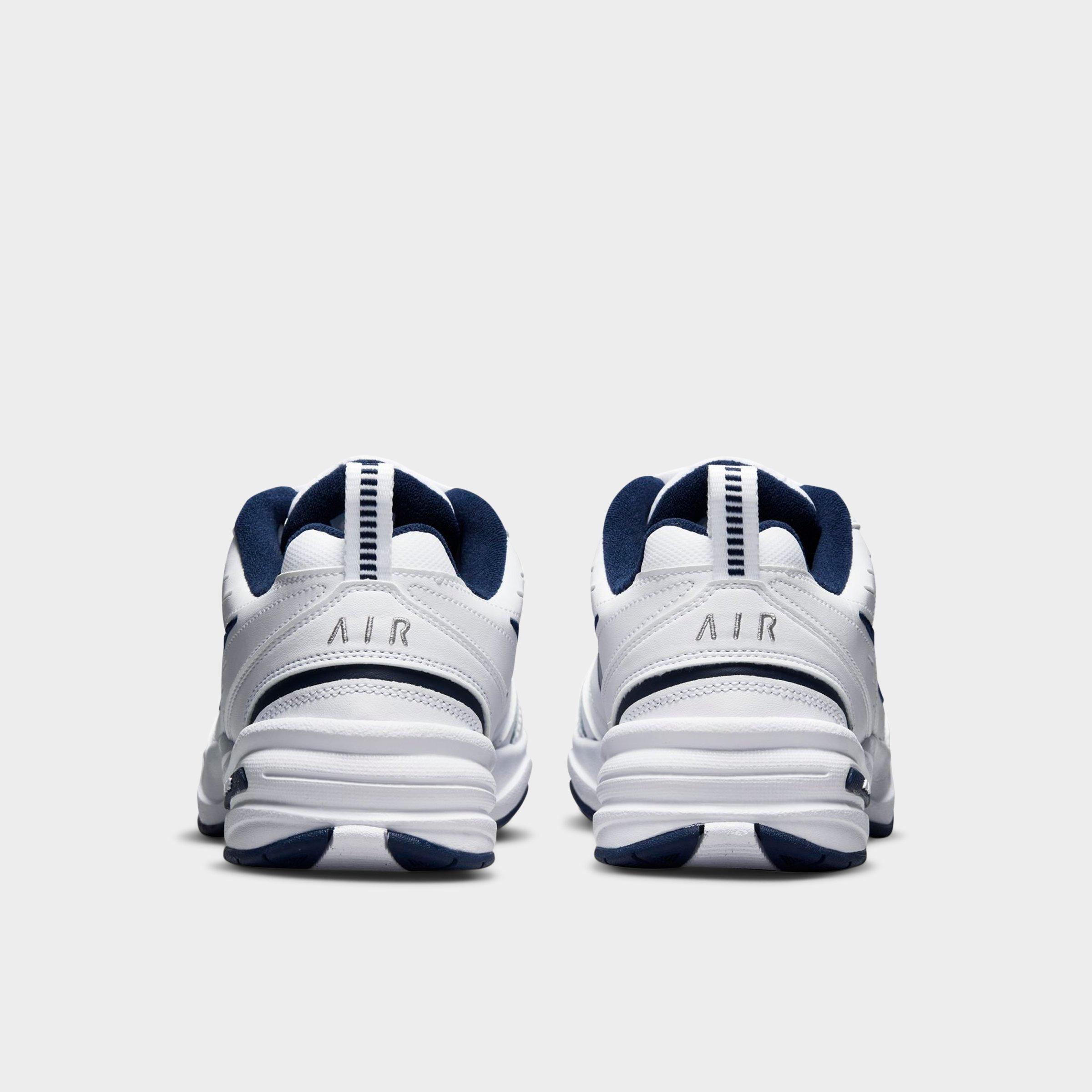Men's Nithtke Air Monarch IV Casual Shoes (Wide Width 4E) - White/Midnight Navy/White/Metallic Silver - Back view