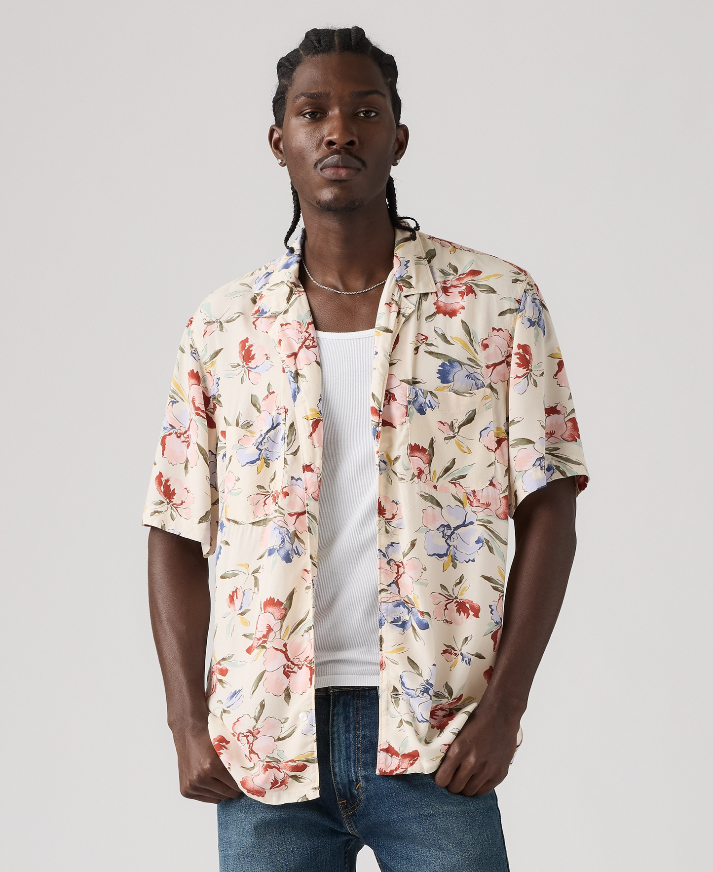 Levi's Men's Relaxed-Fit Camp Collar Shirt - Oatmeal