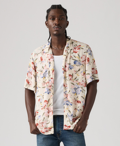 Levi's Men's Relaxed-Fit Camp Collar Shirt - Oatmeal