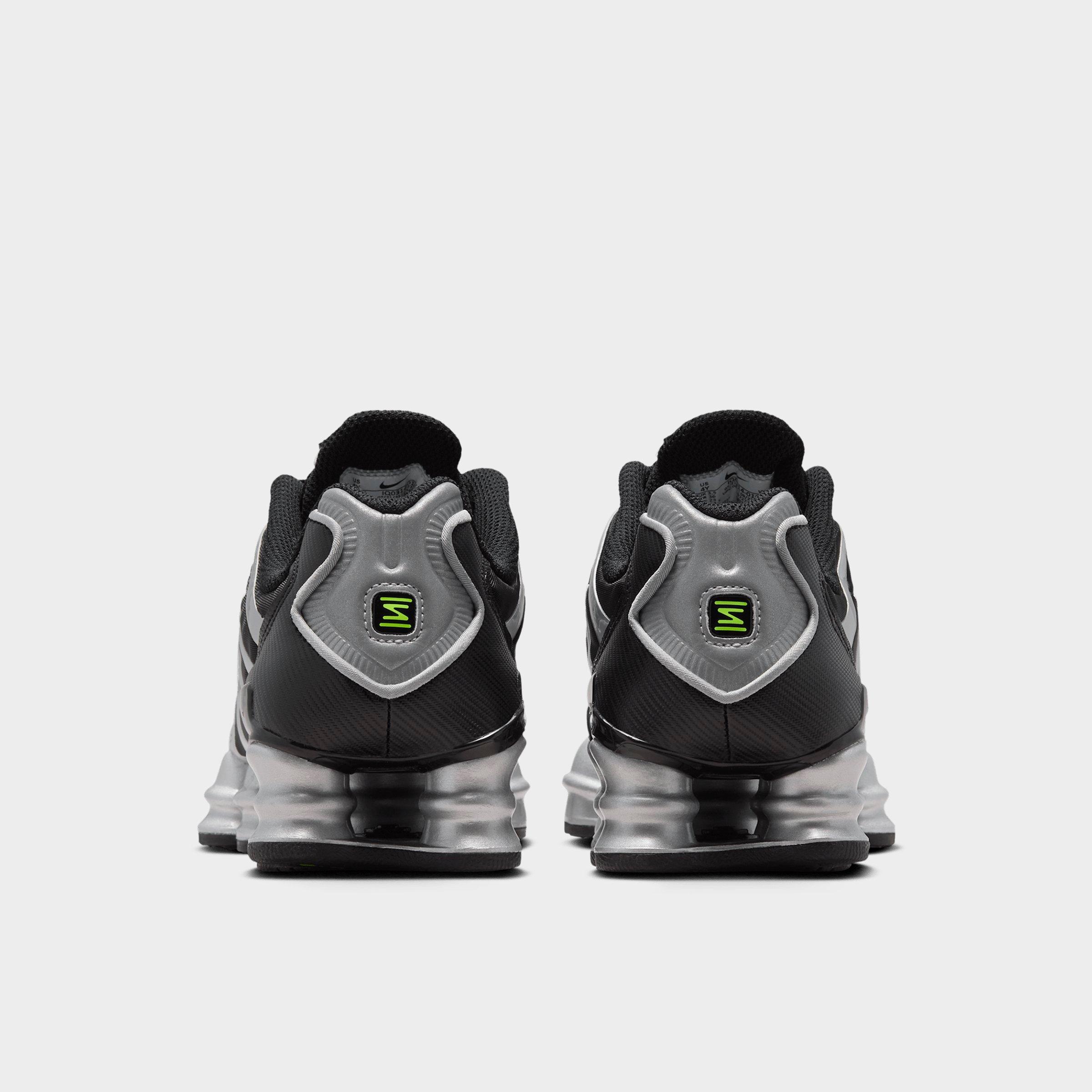 Big Kids' Nithtke Shox TL Casual Shoes - Black/Volt Ice/Photon Dust/Metallic Silver - Back view